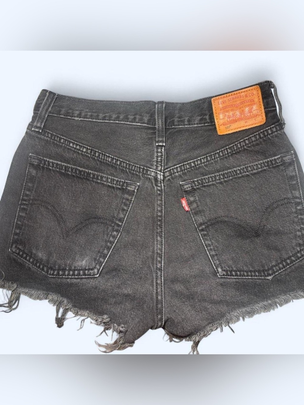 Levi's Black Washed Denim Frayed Hem Cutoff Shorts